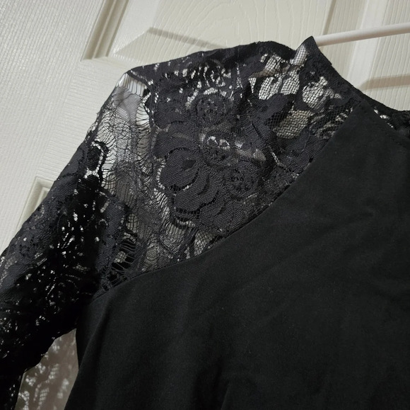 NWT BB Dakota Princeton Lace Mini Dress, Sheer Black Lace, Bodycon Silhouette. - Picture 6 of 11